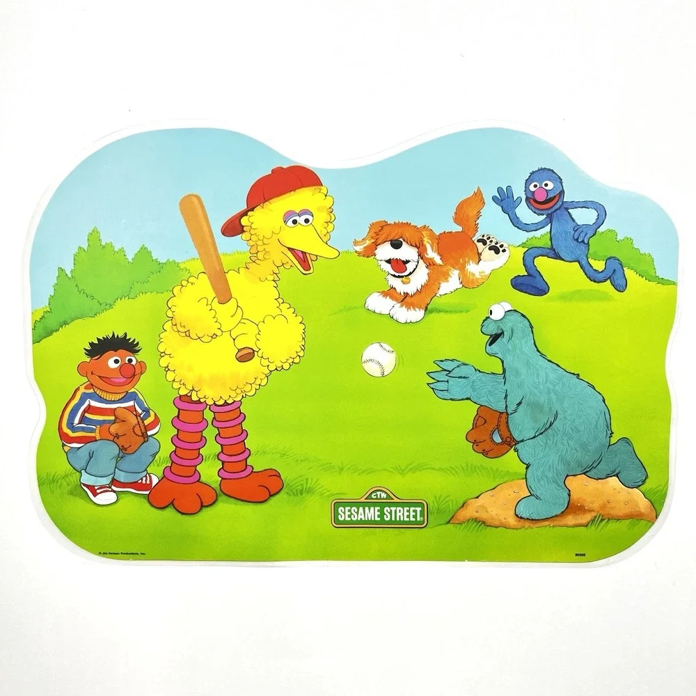Vtg Sesame Street Placemats Lot of 2 Games Double Sided Laminated 80s Nostalgia